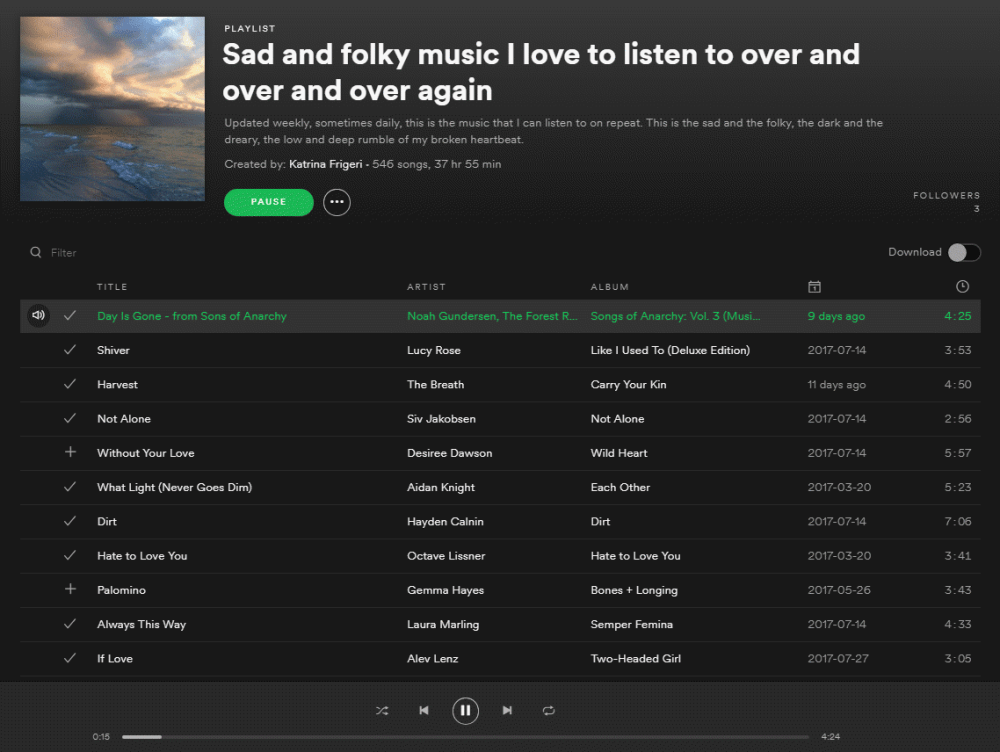 Sad and folky music playlist